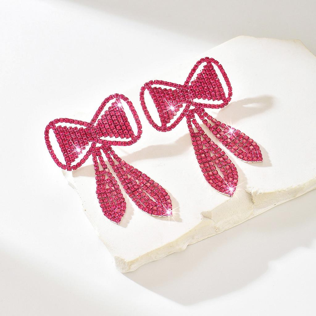 Rhinestone Earrings Temperament Bow Crystal Rhinestone Earrings Women'S Premium Bridal Earrings Earrings