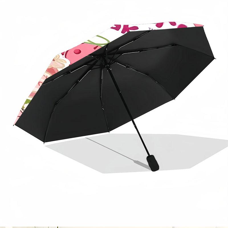 Strawberry Shortcake Print Automatic Open Close Umbrella, Portable Foldable Umbrella, for Outdoor Commute Camping Trip, Ideal Birthday Gift