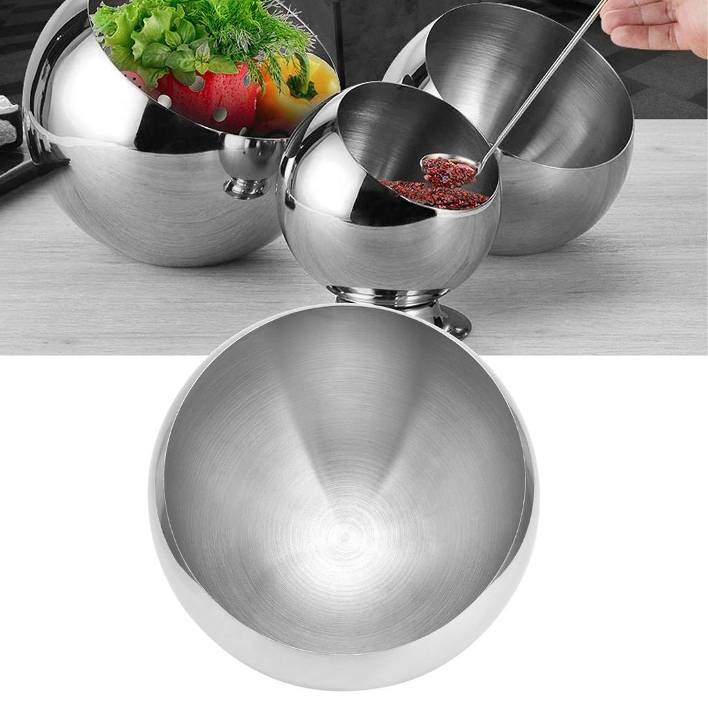 Buffet Sauce Bowl Seasoning Bowl Stainless Steel Hot Pot Restaurant Seasoning Container Sauce Pot with Base Silver Desktop Bowl