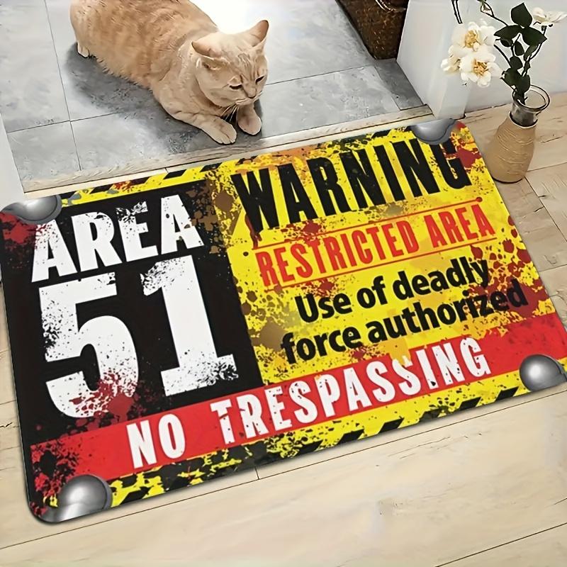 Area 51 Warning Restricted Area No Trespassing Doormat Anti-slip Area Carpet Used for Indoor and Outdoor Door Mat Kitchen Carpet 40x60cm