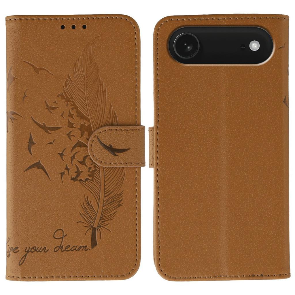 For iPhone 17 Air Case Feather Imprint PU Leather Wallet Phone Cover