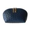 Barsanti Pouch for Cosmetic Small Item Cowhide Made In Italy Women, Pouch, Case, Leather, (Navy)