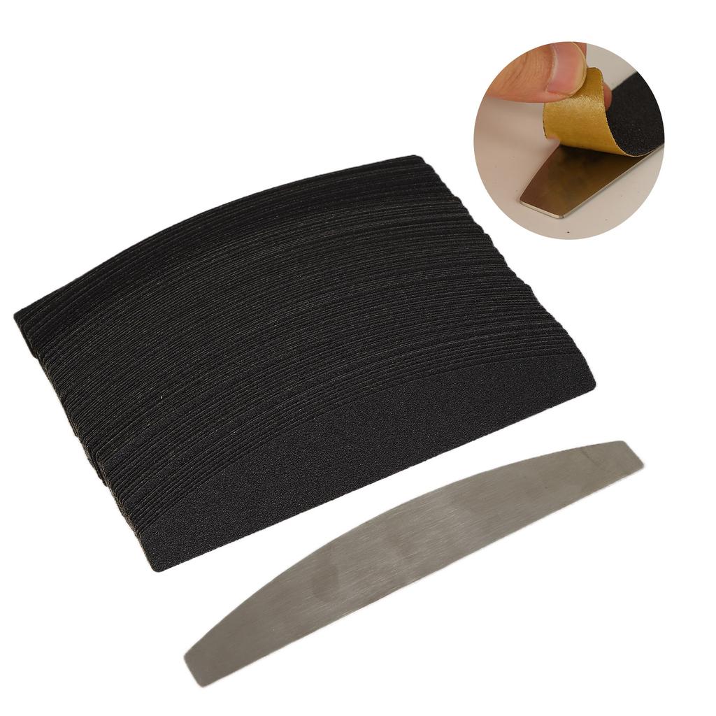 100pcs Replaceable Nail File Set Half Moon Nail Files Reusable Stainless Steel Baseboard
