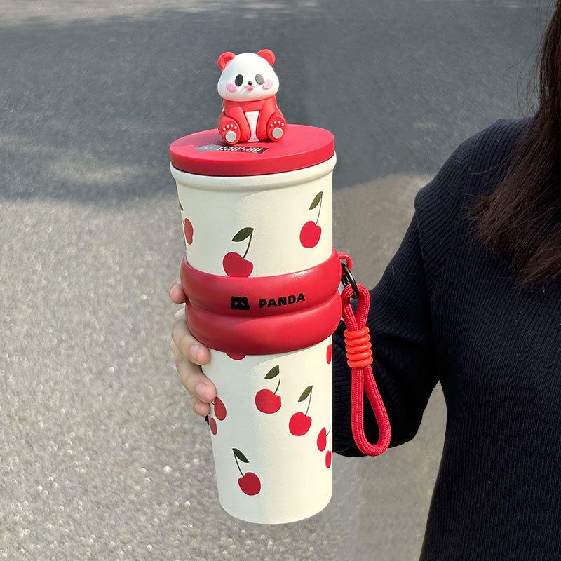 Stilischer isolierter Trinkbecher mit Strohhalm für Mädchen - Tragbarer Edelstahl für Schule & Outdoor