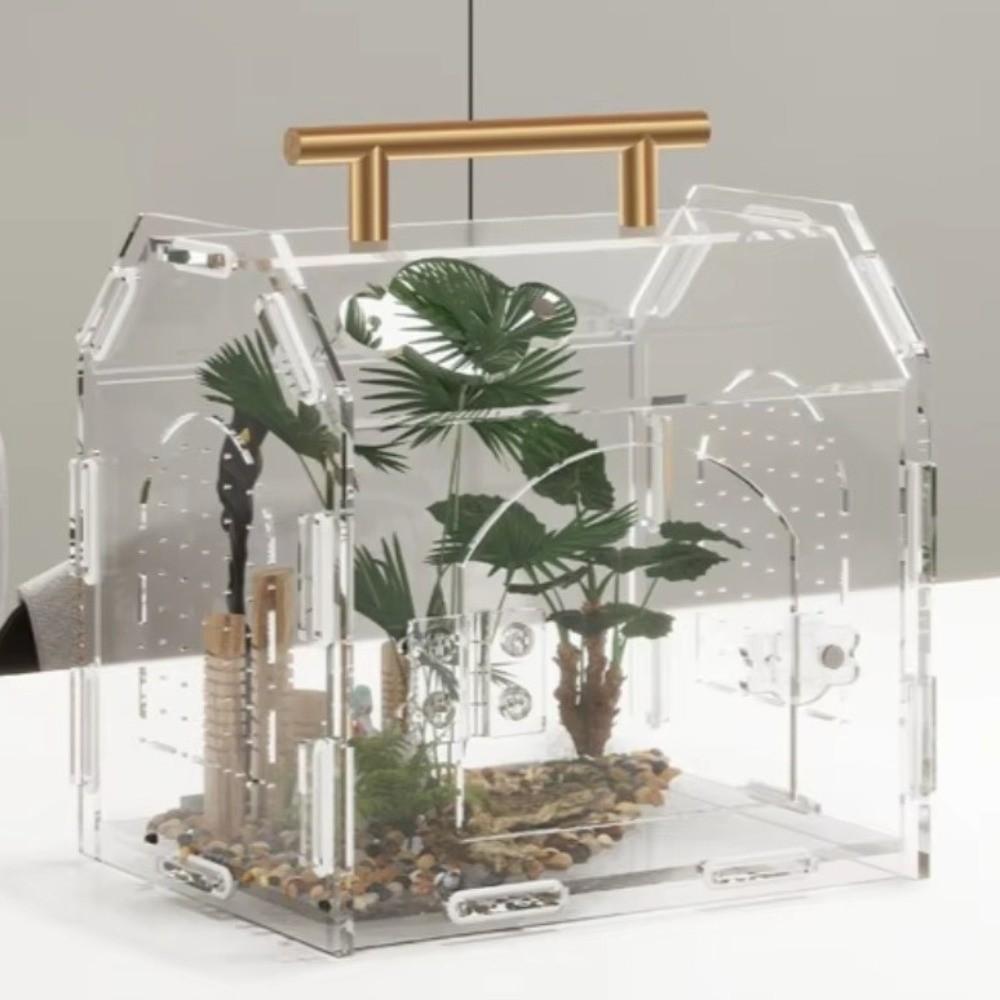Acrylic Reptile Breeding Box Magnetic Snap Closure Reptile Terrarium Hermit Crab Habitat  Travel