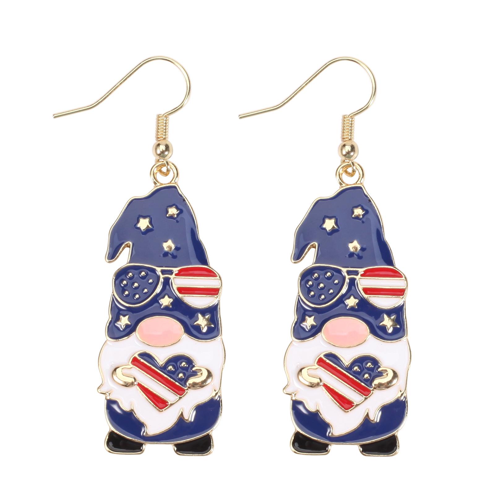 

Santa Claus Heart & American Flag Pentagram Earrings Set