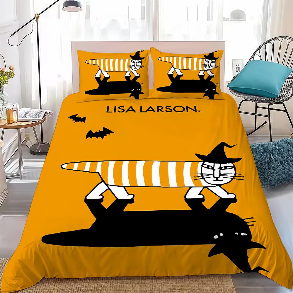 

cute art Lisa Larson Duvet Cover Set Home Style Bedding Soft Laundry Cotton Bed 3 Piece Set Student Dormitory Gift 135x200cm
