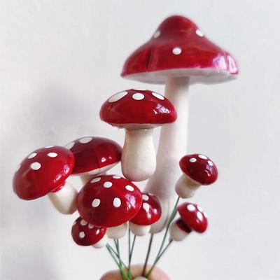 New Foam Simulated Mushroom Cake Topper Dessert Decor Red Happy Birthday Cake Decorating DIY Baking Cake Insert Set