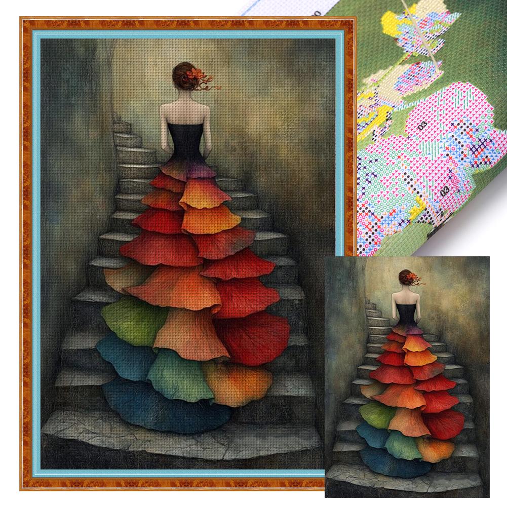 

Полная вышивка эко-хлопковой нитью 11CT с принтом для девочек, набор для вышивки крестом, искусство