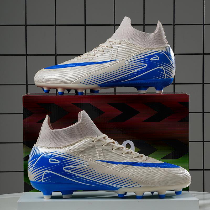 Help European Cup fly-woven football shoes men's high-top TF broken nails grass training shoes