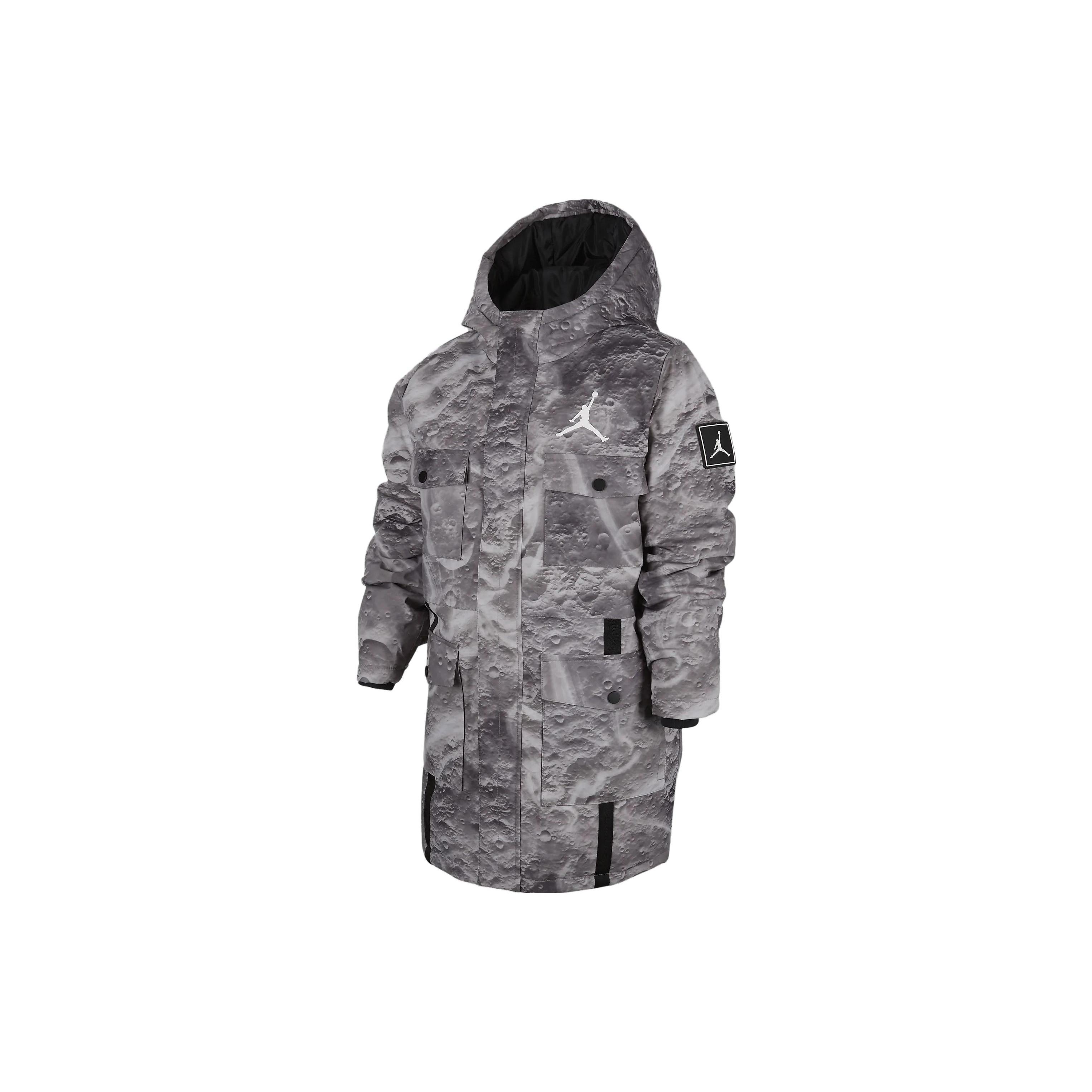 (GS) Air Jordan Essentials Down Parka Jacket Camo Grey Kids FV5813-226 XL