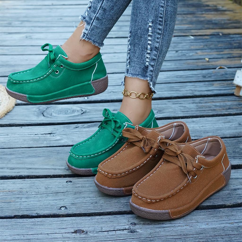 Shoes for Women Autumn Fashion Lace Up Platform Wedges Plus Size 36-43 Comfortable Non-slip Flats Sneakers Zapatos De Mujer
