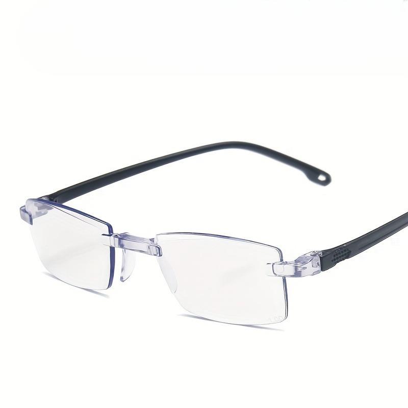 +100~+400 Fashionable anti blue light reading glasses with frameless cut edges for both men and women