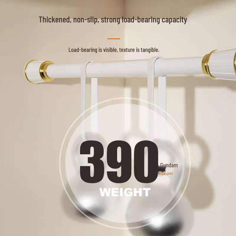 Telescopic No-Drill Curtain Rod & Bracket, Clothes Drying Shower Support Rod, Door Roman Rod