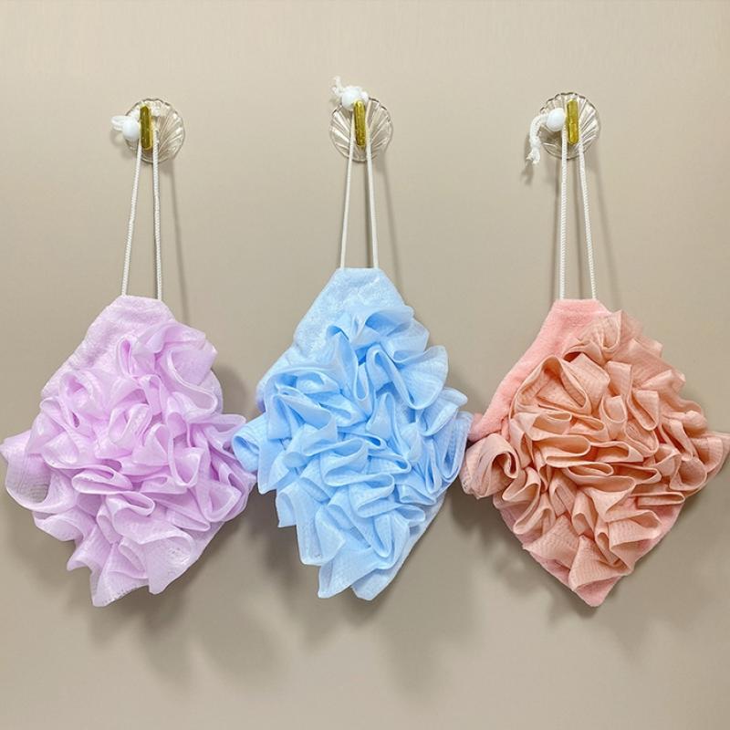 2 In 1 Bath Ball Towel Loofah With Drawstring Closure For Soap Soft Exfoliating Mesh Shower Sponge Skin Care Bathing Tool