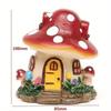 Casa a fungo in miniatura, decorazione da esterno in resina, giardino delle fiabe, decorazione artigianale per la casa.