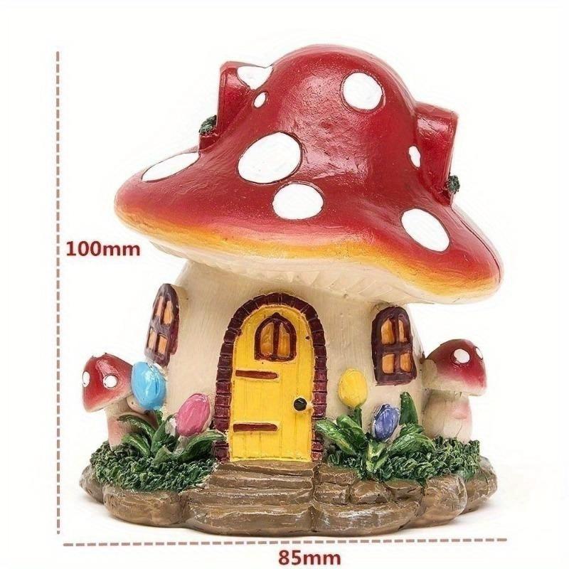 Casa a fungo in miniatura, decorazione da esterno in resina, giardino delle fiabe, decorazione artigianale per la casa.