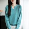 New Andy Velvet V-Neck Seven-Button Jacquard Knit Pullover: Stunning Autumn & Winter Women's Base Layer Shirt.