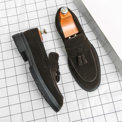 Fashion Retro Men Business Fringed Leather Shoes Men Casual Thick-soled Anti-slip Fashionable Matte Brand Shoes Social Shoes Sizes 38-46