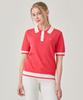 BILTMORE Women'S Summer Collar Contrast Pullover Short Sleeve Knit