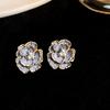 Retro oil painting flower earrings French super fairy purple oil drop earrings high-end earrings