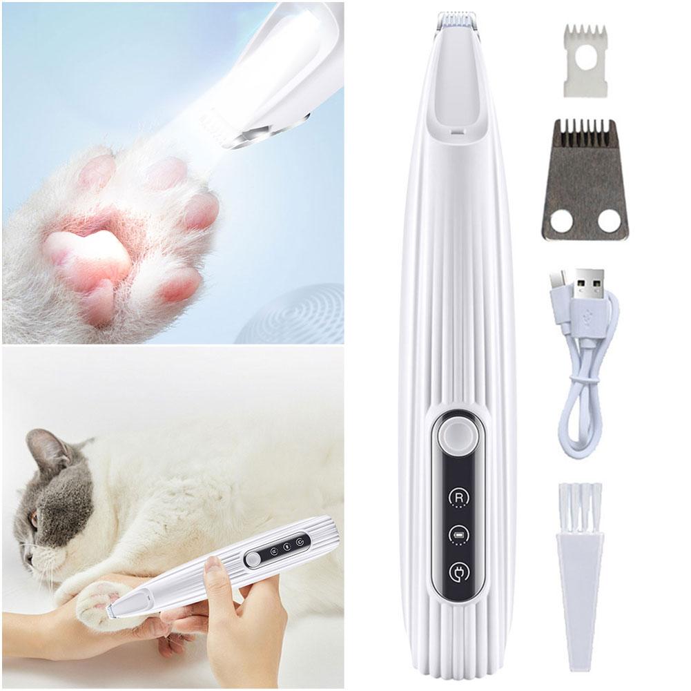 Cat Paw Trimmer Pet Grooming Shaver USB Rechargeable Hair Trimmer with Light Cat Trimmer Low Noise for Pet's Hair Around Paws