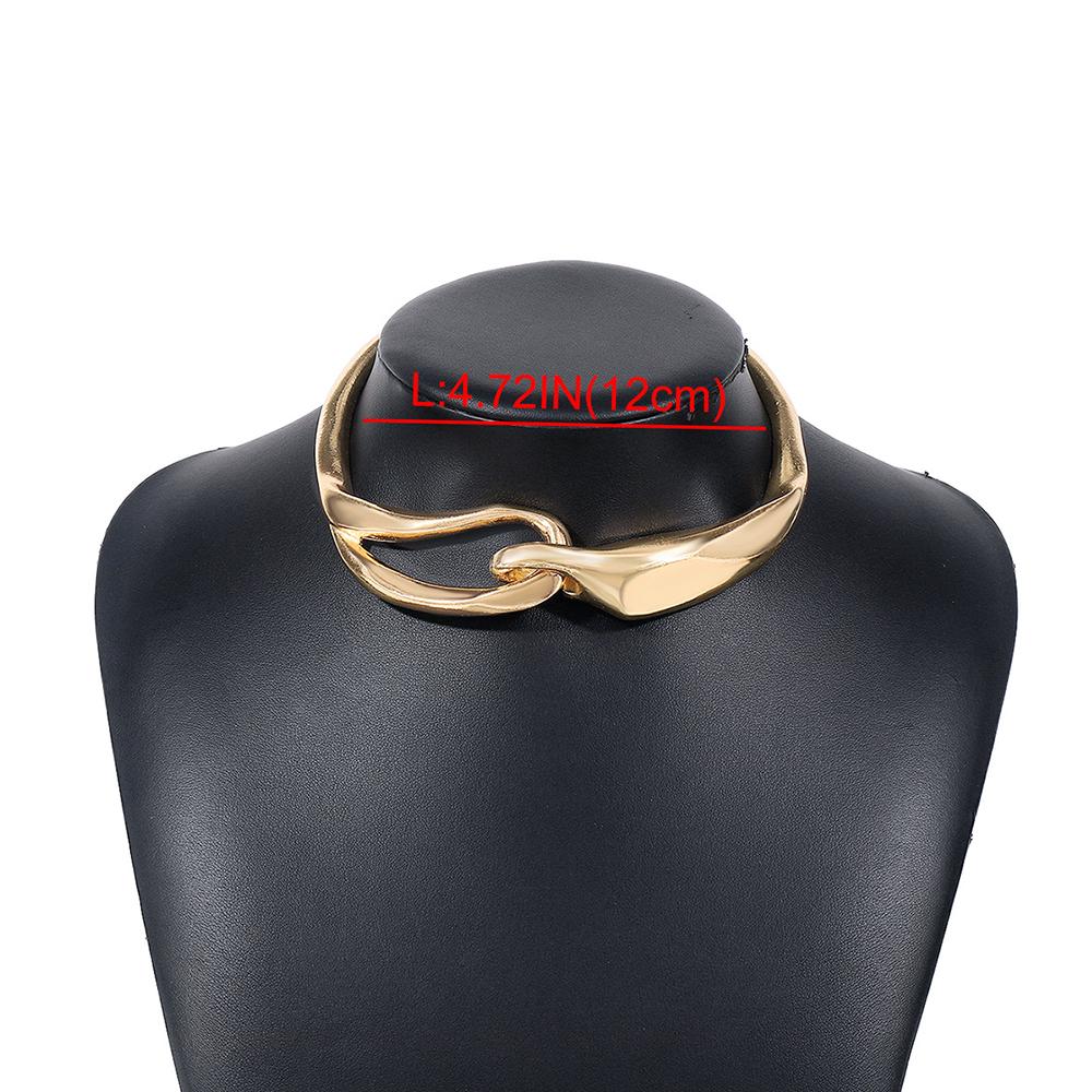 1x Chunky Metal Buckle Collar Necklace for Women Unisex Abstract Choker Necklace