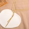 Temperament Double Wear Stainless Steel Sweater Chain Pendant Necklace for Women Charm Long Simple Chokers Jewelry Accessories