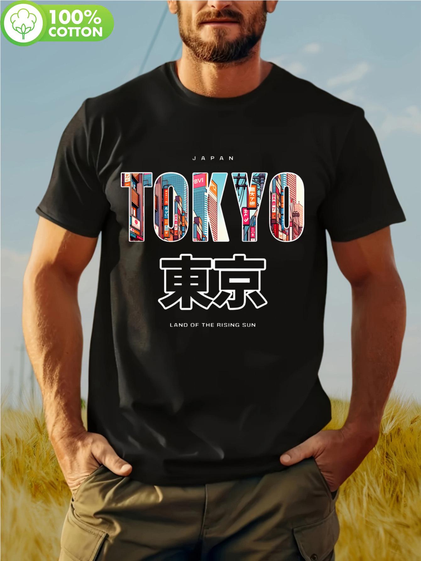 

1425 Tokyo Graphic T-shirt - Heavyweight 100% Cotton Stretch Crew Neck Tee with Japanese Streetwear Design XL