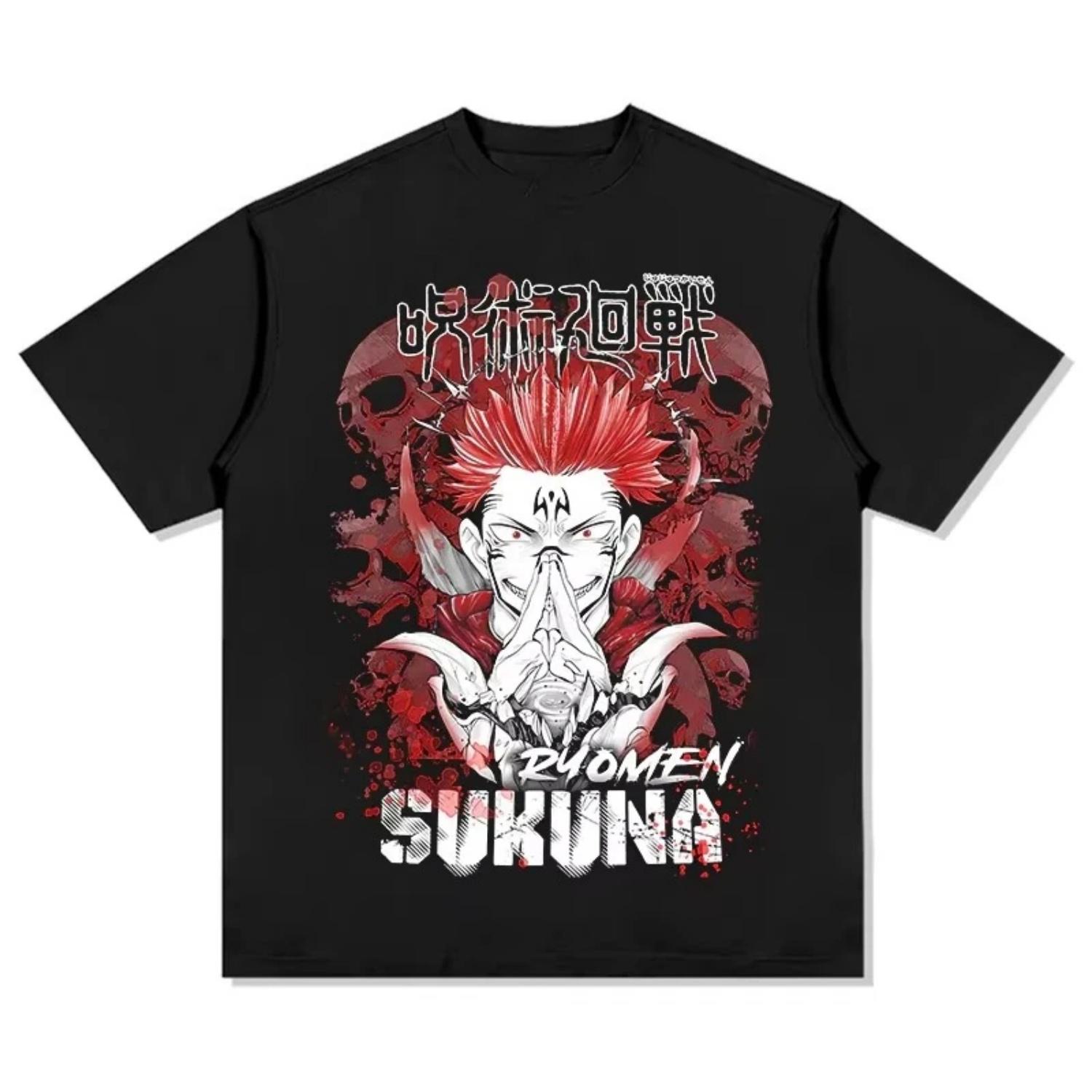 

Jujutsu Kaisen Japanese Anime Pure Cotton T-shirt Summer Men and Women Anime Enthusiasts Casual Sports Fashion Streetwear Shirt S чёрный
