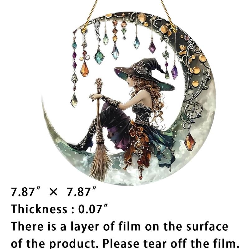 

1 шт. Очаровательная ведьма лунного света Акриловое подвесное украшение для окна Ловец солнца Декорации 20cm/7.87in