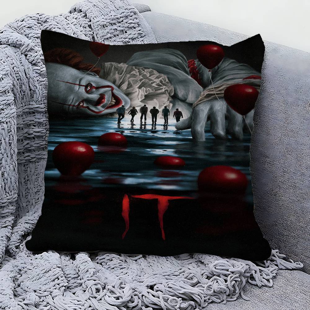 Horror P-Pennywise Clown Pillow Cover For Bedroom Room And Living Room Sofa Decorative Cushion Cover