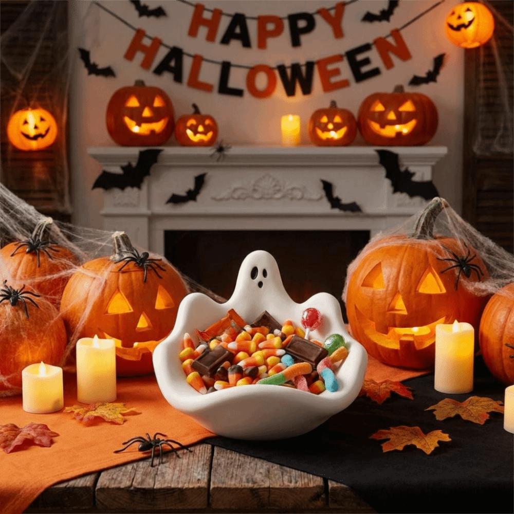 Halloween Theme Ghost Storage Bowl Mold Non-Stick Drip Glue Mold Candy Bowl Mold DIY Handmade Use