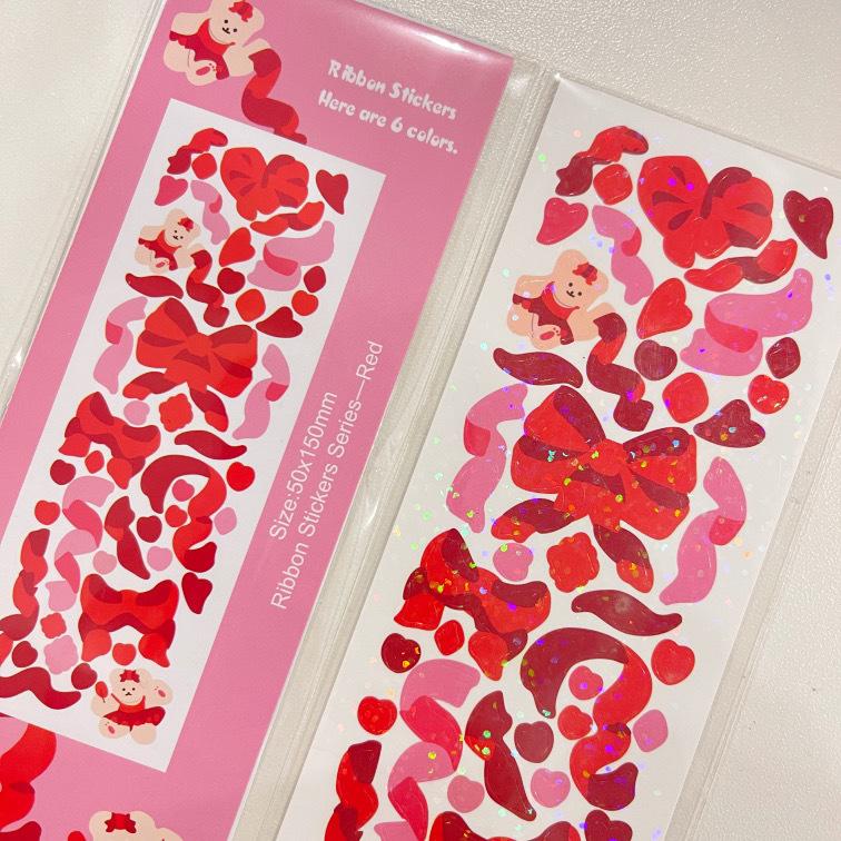 

Корейская поп-милая лента с бантом, блестящая наклейка, наклейка с лентой и блестками в виде медведя, звезда, гонящаяся за рукой, наклейка с материалом счета