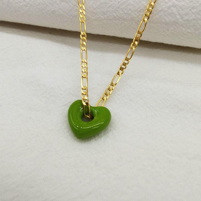 Meier French retro chic minimalist heart enamel color european and american new style brass gold-plated chain
