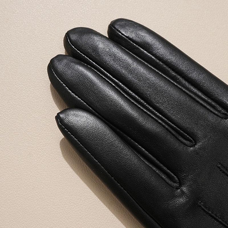 Sheepskin Natural Gloves Women's Genuine Leather Wrist Warmer Cycling Driving Winter Warm Luva Fleece Lining Fashion Accessories