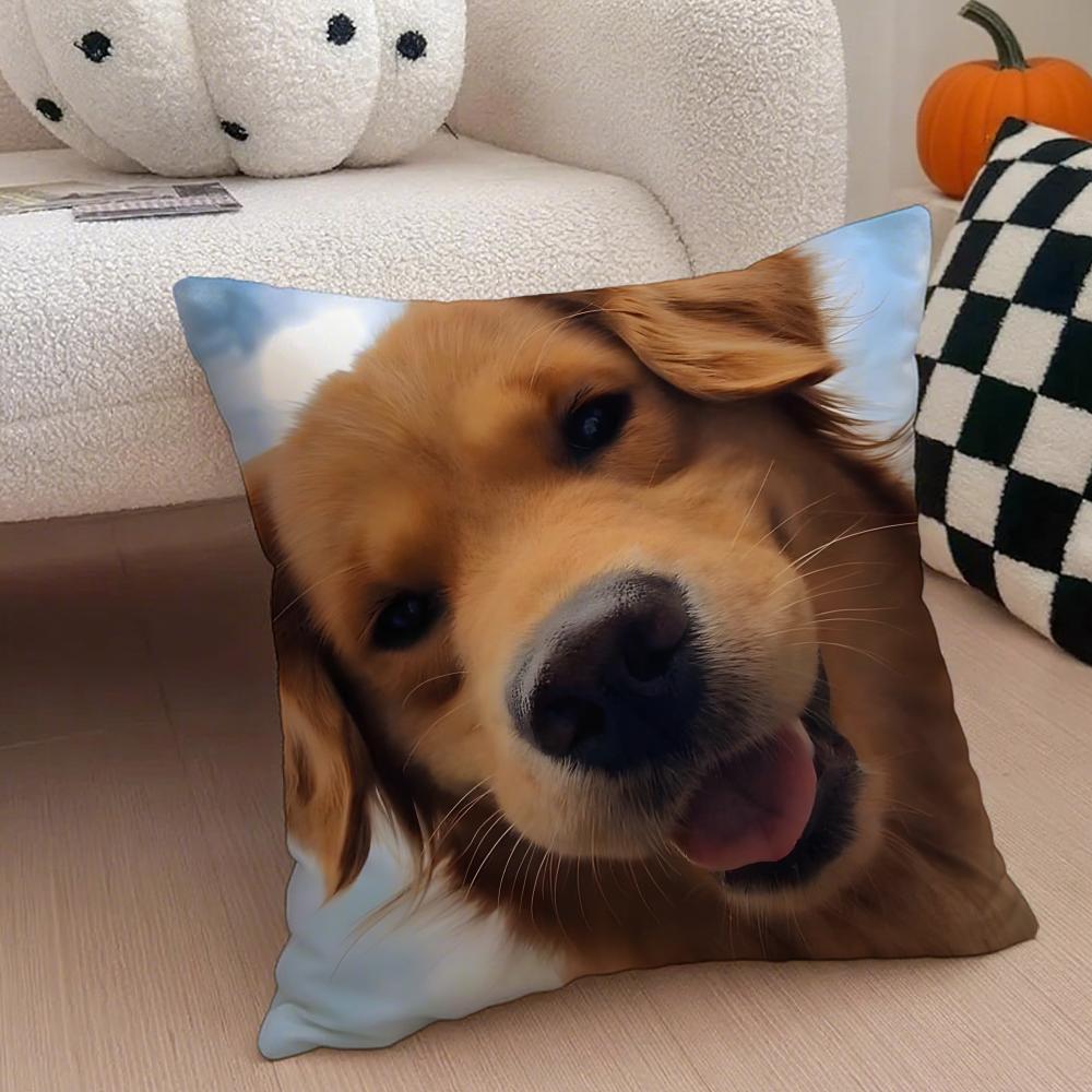 Labrador Retriever Cushion Cover Linen Pillow Case Soft Breathable Protective Couch Room Decoration