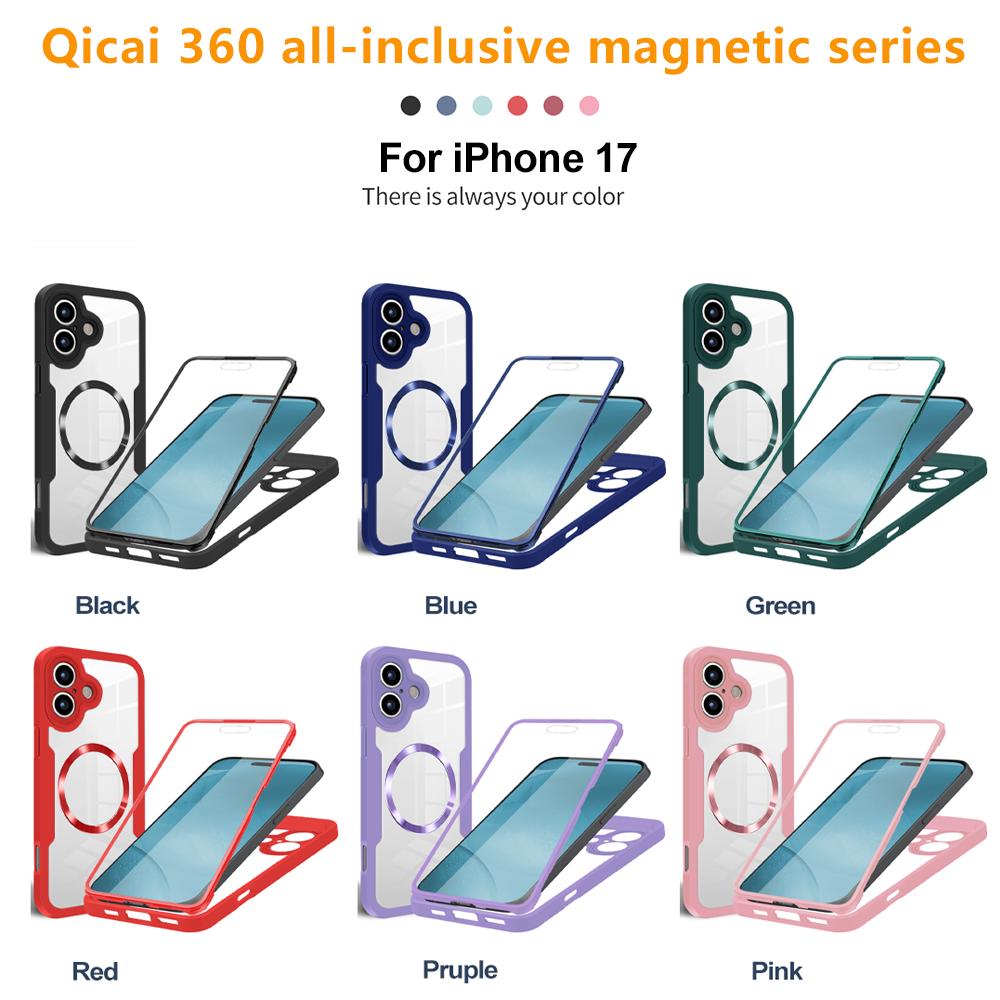 Suitable for iPhone 17 Pro Max 17Air Transparent Full-Edge Strong Anti-Fall Magnetic Wireless Charging Three-Proof Phone Case For iPhone 16 15 14 13