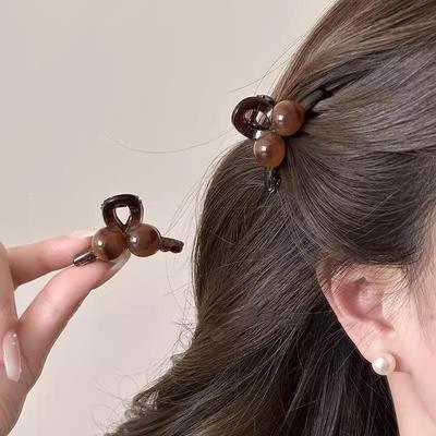 Amber Cherry Small Hair Clip for Women, 2024 New Princess Bangs and Shark Clip