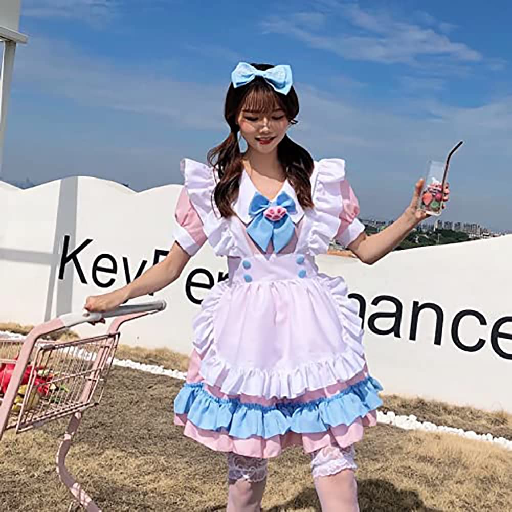 Formemory Maid Cute Lolita Ribbon Princess Gothic Lolita Plus Cute Maid Outfit with Bow and Cat Claw Gothic Dress Costume, Cosplay, Costume, Dress,
