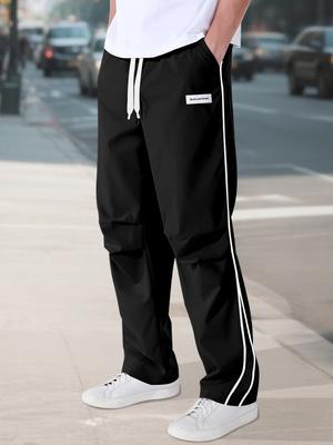 Pantaloni da Tuta Neri Estivi da Uomo con Strisce - Abbigliamento Sportivo Casual Traspirante Comodo Ideali per Palestra Streetwear e Uso Quotidiano