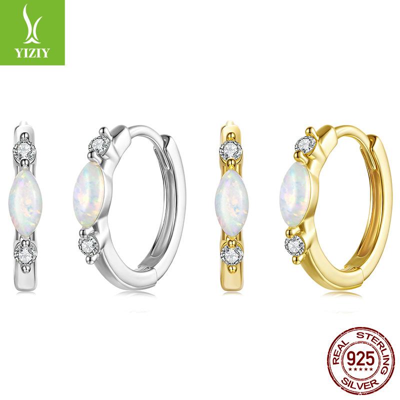 Moissanite Simple Opal Earrings, Earrings, Elegant Niche Temperament S925 Sterling Silver Earrings