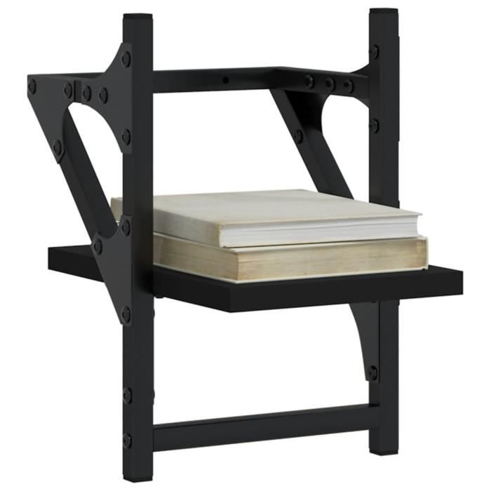 VidaXL Étagères murales avec barres 2 pcs noir 20x25x30 cm 836228