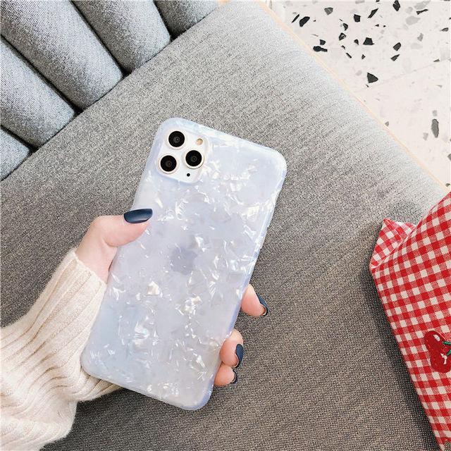 Glitter Dream Shell Pattern Case For Iphone 12 11 13 Pro Max Xr Xs Max X 8 7 Plus Soft Imd Silicone Cover For Iphone 11 12 Pro