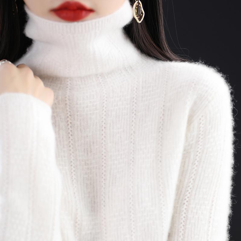 Dámský kašmírový svetr Qinghe kašmír 30% kašmír 70% vlna Dámský podzimní a zimní kašmírový svetr měkký a teplý