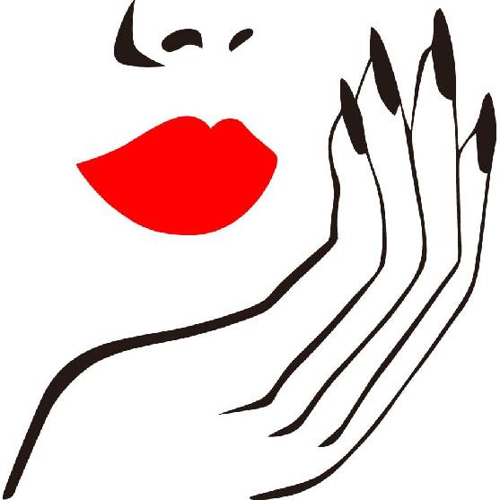 Girl Lips Beauty Salon Manicure Nail Service Art Wall Sticker Vinyl Decal Mural for Bedroom Dressing Table Living Room Home Decoration 23 X 18 In
