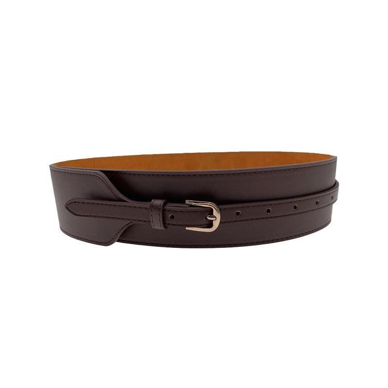 And Black Elegant Coffee Faux Leather Wide Waist Belt For Stylish Outfits Womens