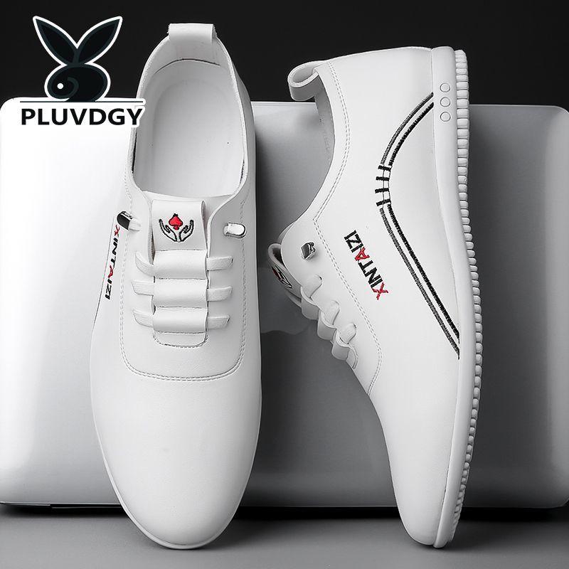 Men's leather shoes new breathable deodorant white casual shoes soft sole soft surface leather shoes men