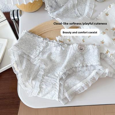 Women's Spring and Summer Sweet Floral 10A Antibacterial Cotton Crotch Skin-friendly Breathable Briefs