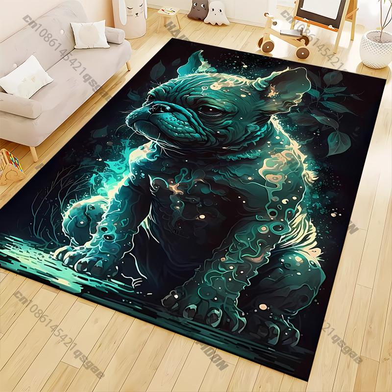 Green Dog Carpet for Living Room Game Rugs Soft Floor Cartoon Rugs Bathroom Rug Mat Yoga Mat Home Decor Rugs for Bedroom